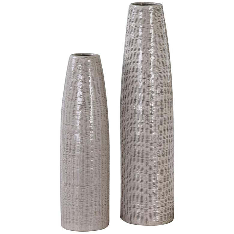 Image 2 Uttermost Sara Pale Taupe 2-Piece Ceramic Vase Set