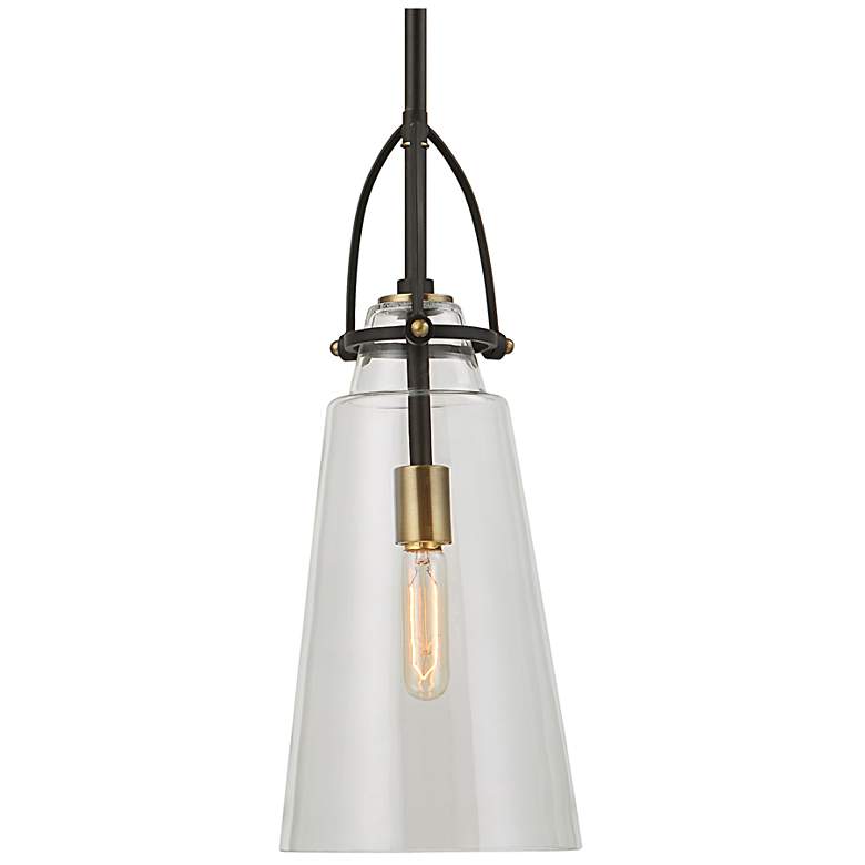 Image 2 Uttermost Saugus 8" Wide Black and Brass Mini Pendant