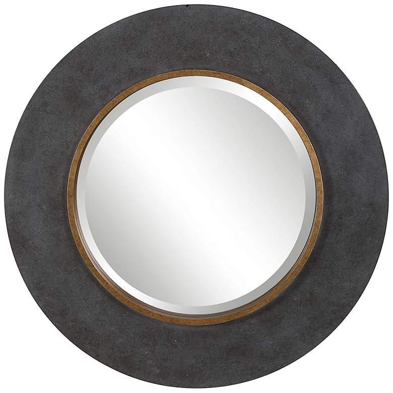 Image 3 Uttermost Saul Charcoal Concrete 30" Round Wall Mirror
