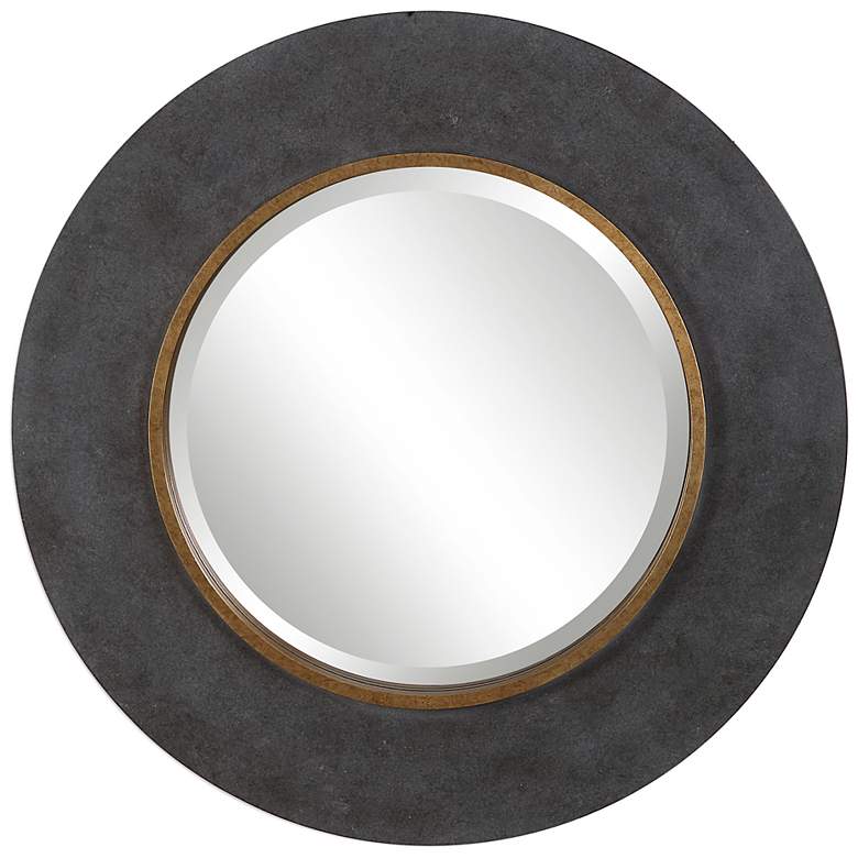 Image 3 Uttermost Saul Charcoal Concrete 30" Round Wall Mirror