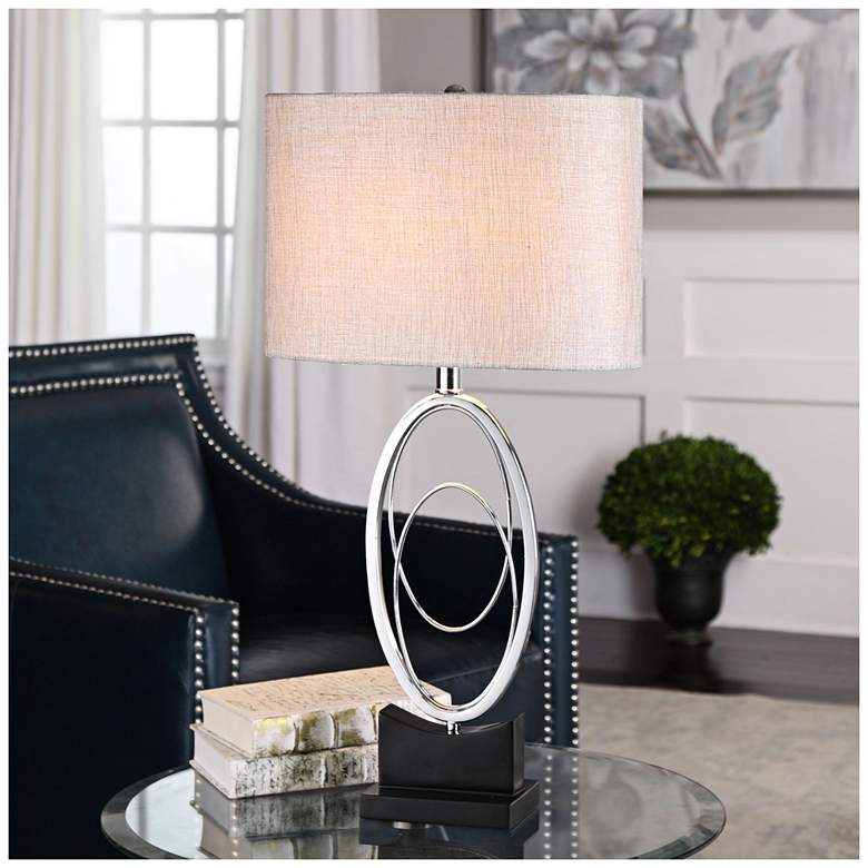 Image 1 Uttermost Savant Plated Polished Nickel Oval Table Lamp