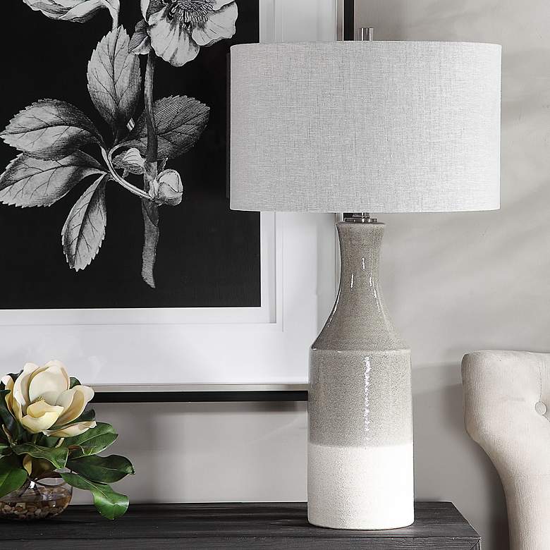 Image 1 Uttermost Savin Gray and Ivory Ceramic Lamp
