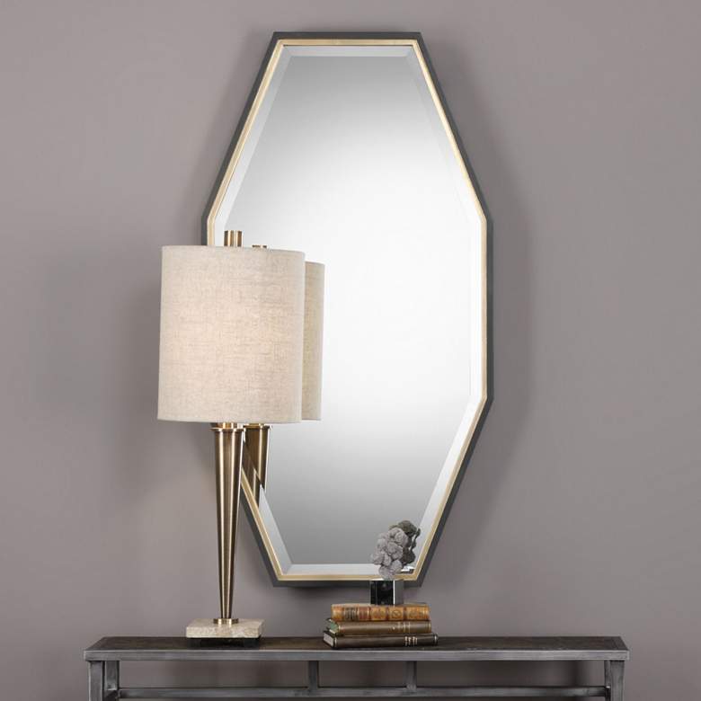 Image 1 Uttermost Savion Espresso and Gold 24 inch x 46 inch Wall Mirror