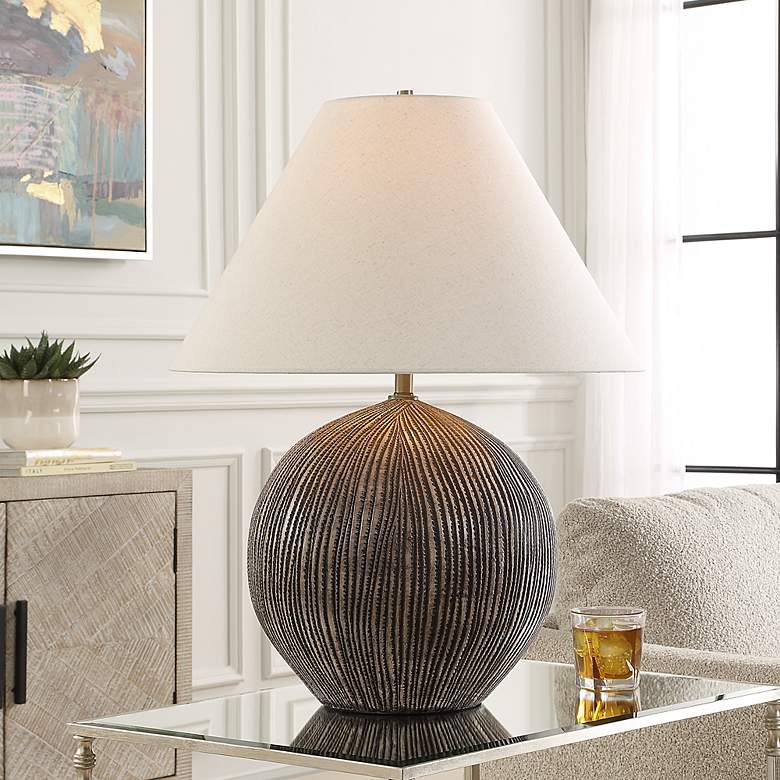 Image 1 Uttermost Sayre 25 1/2" Rubbed Brown Porcelain Table Lamp