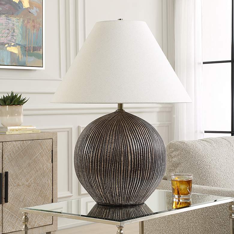Image 3 Uttermost Sayre 25 1/2" Rubbed Brown Porcelain Table Lamp more views