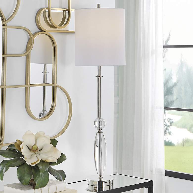 Image 1 Uttermost Sceptre 35 1/2" Polished Nickel Crystal Buffet Table Lamp