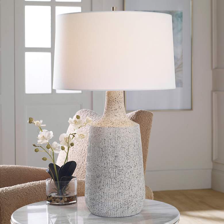 Image 1 Uttermost Scouts 28 1/2" Mottled Gray Off-White Ceramic Table Lamp