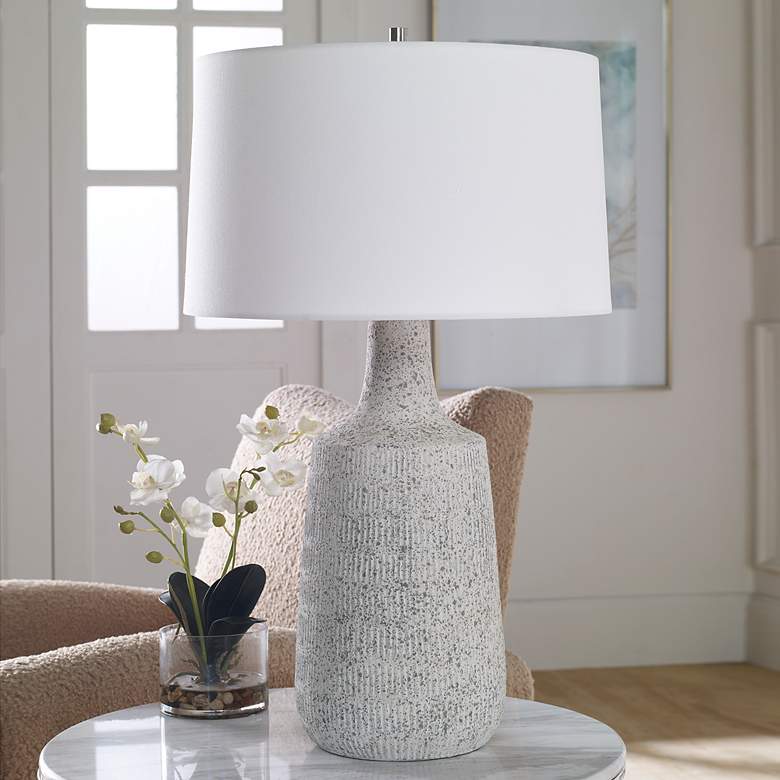 Image 3 Uttermost Scouts 28 1/2" Mottled Gray Off-White Ceramic Table Lamp more views