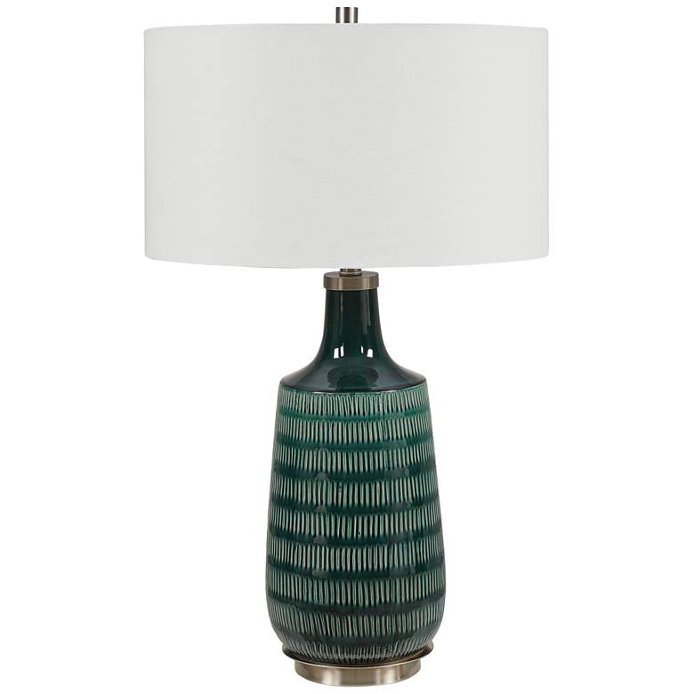Image 2 Uttermost Scouts 30 1/2" Deep Teal Glaze Modern Ceramic Table Lamp