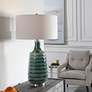 7_Uttermost Scouts 30 1/2" Deep Teal Glaze Modern Ceramic Table Lamp more views