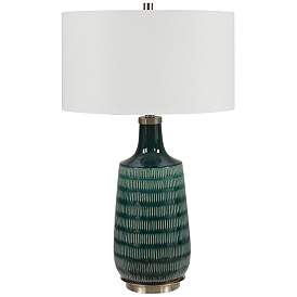 Image2 of Uttermost Scouts Deep Teal Glaze Ceramic Table Lamp