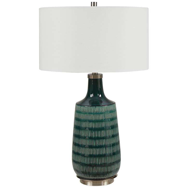 Image 2 Uttermost Scouts Deep Teal Glaze Ceramic Table Lamp