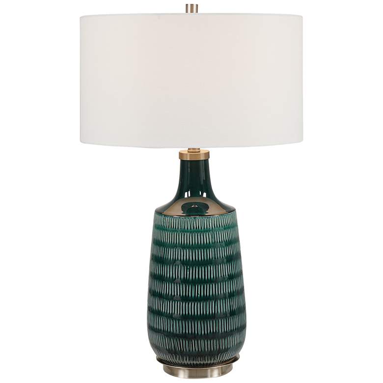 Image 6 Uttermost Scouts Deep Teal Glaze Ceramic Table Lamp more views