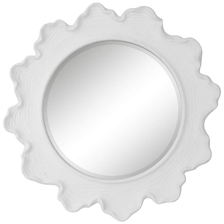 Image 1 Uttermost Sea Coral Matte White 33 3/4 inch Round Wall Mirror