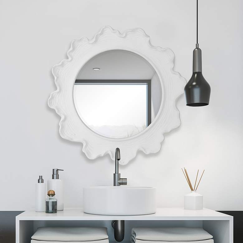 Image 4 Uttermost Sea Coral Matte White 33 3/4" Round Wall Mirror more views