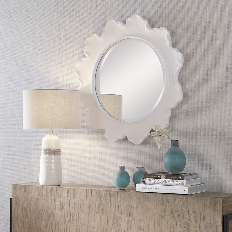 Image 5 Uttermost Sea Coral Matte White 33 3/4" Round Wall Mirror more views