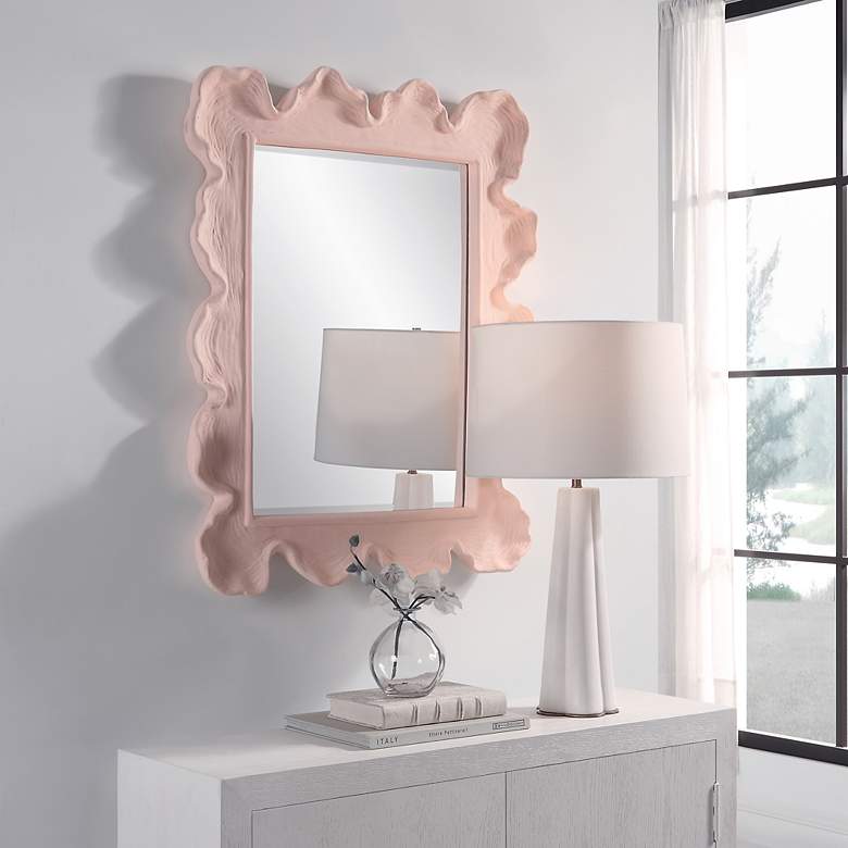 Image 3 Uttermost Sea Coral Pink 27 1/4" x 34 1/4" Wavy Wall Mirror more views