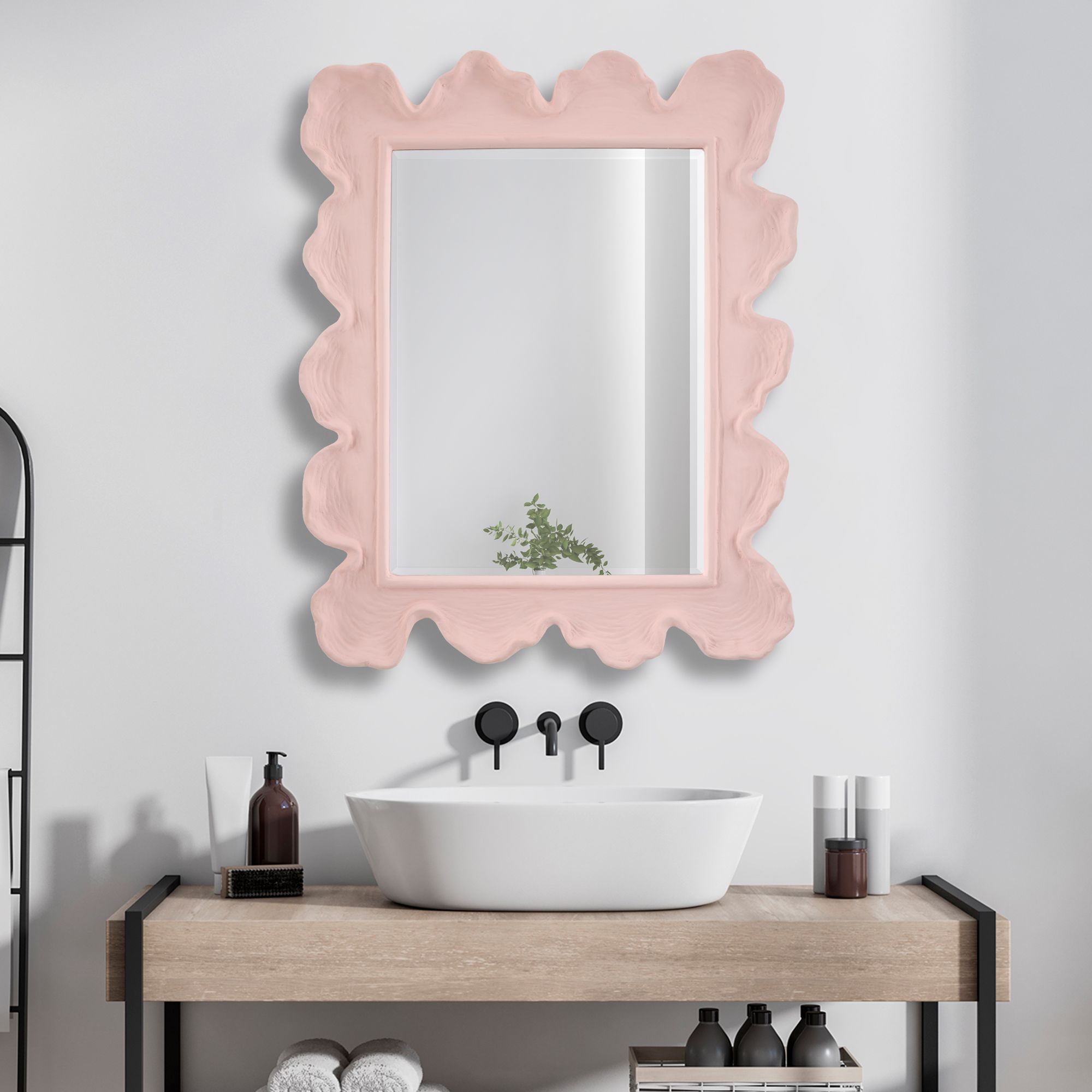 Image 7 Uttermost Sea Coral Pink 27 1/4" x 34 1/4" Wavy Wall Mirror more views