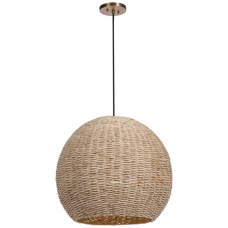 Image 1 Uttermost Seagrass Dome 24" Wide Natural Corn Rope Pendant Light
