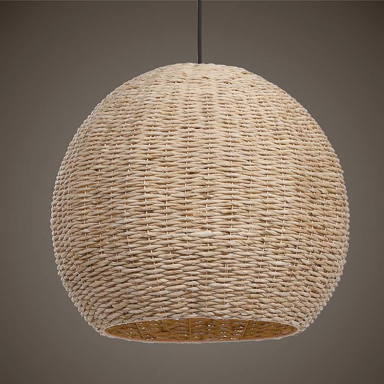 Image 1 Uttermost Seagrass Dome 24" Wide Natural Corn Rope Pendant Light