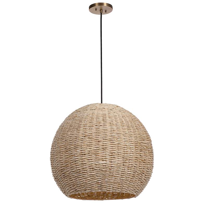 Image 4 Uttermost Seagrass Dome 24" Wide Natural Corn Rope Pendant Light more views