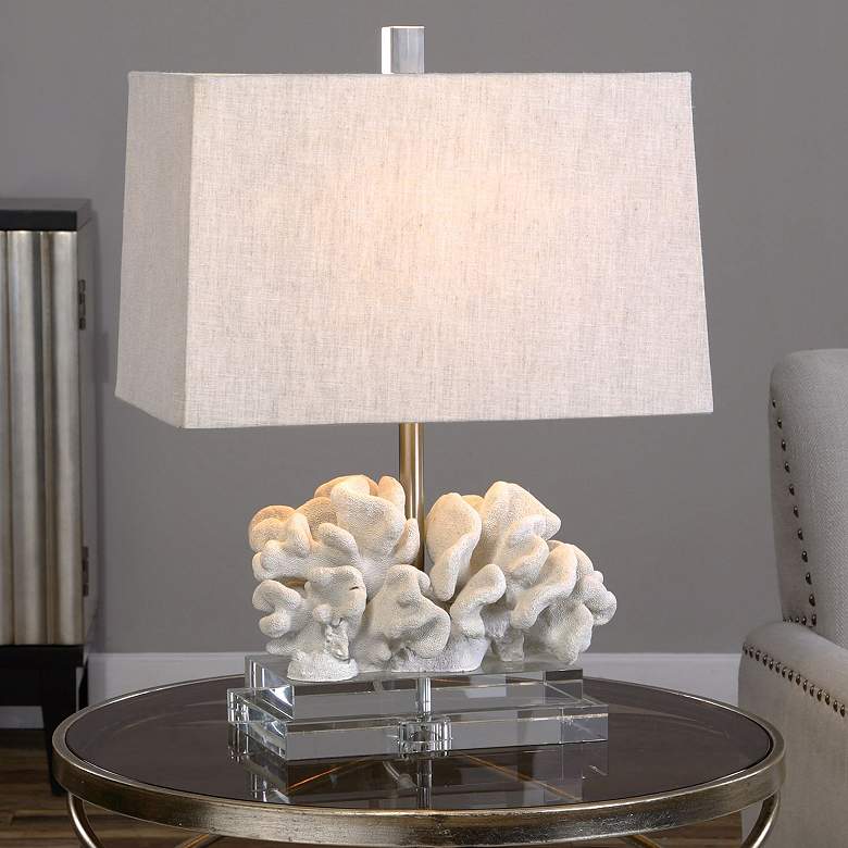 Image 3 Uttermost Seaside 22" Taupe Ivory Finish Coastal Coral Table Lamp more views