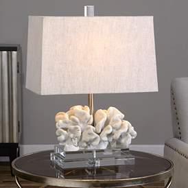 Image3 of Uttermost Seaside 22" Taupe Ivory Finish Coastal Coral Table Lamp more views
