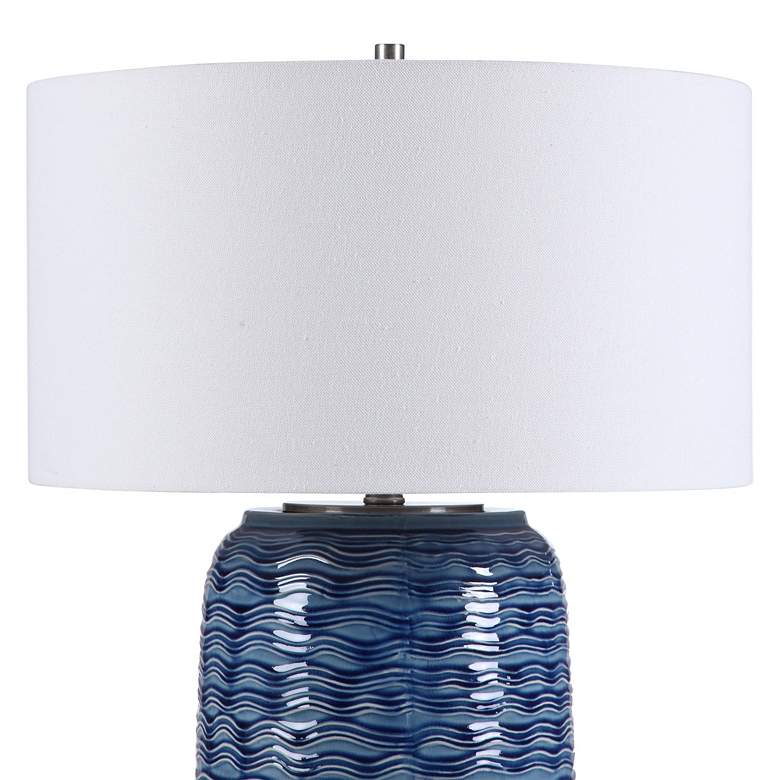 Image 3 Uttermost Sedna 27 inch Blue Wavy Texture Ceramic Table Lamp more views