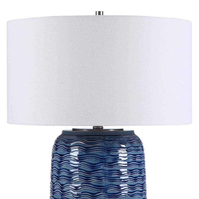 Image 3 Uttermost Sedna 27" Blue Wavy Texture Ceramic Table Lamp more views