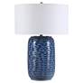 Uttermost Sedna 27" Blue Wavy Texture Ceramic Table Lamp