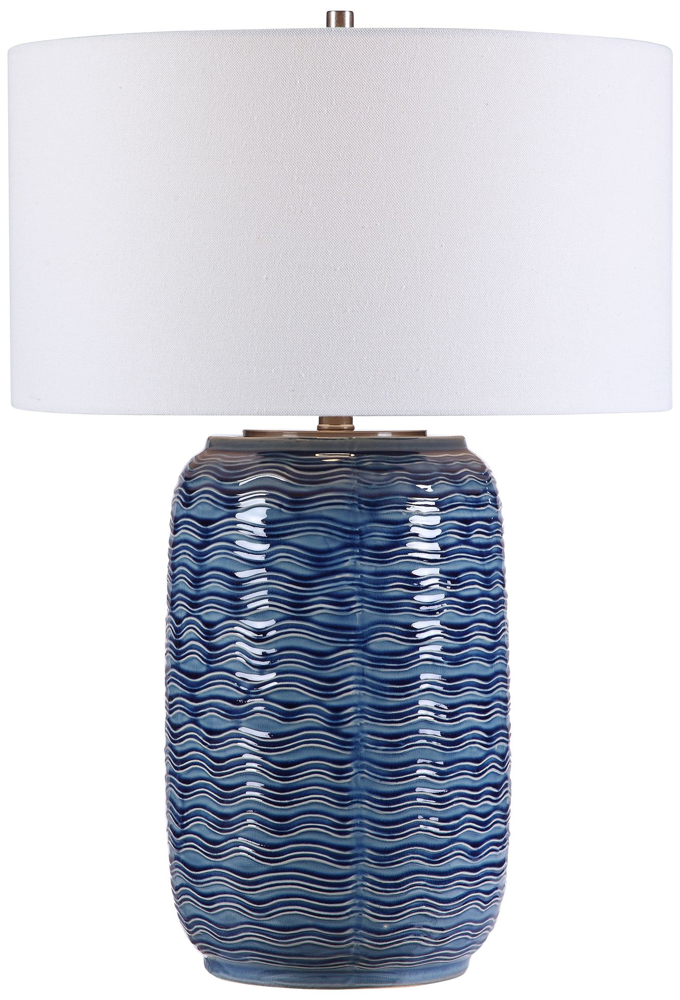 Uttermost Sedna Blue Wavy Texture Ceramic Table Lamp - #78T88