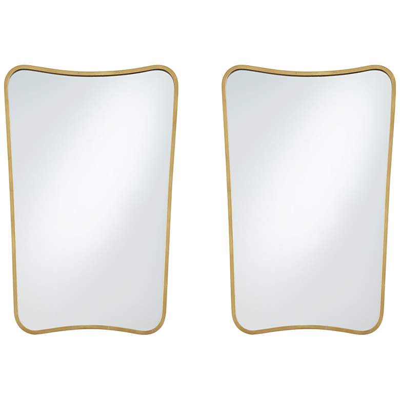 Image 2 Uttermost Segundo Brass Metal 22" x 34" Wall Mirrors Set of 2