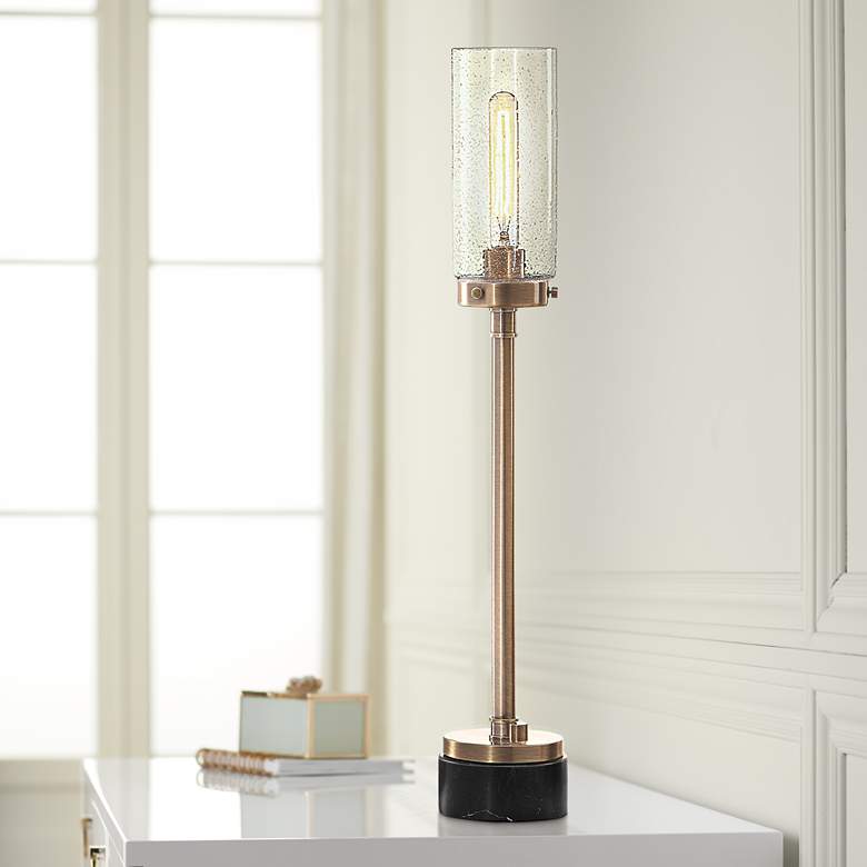 Image 1 Uttermost Selane Antique Brass Column Buffet Table Lamp