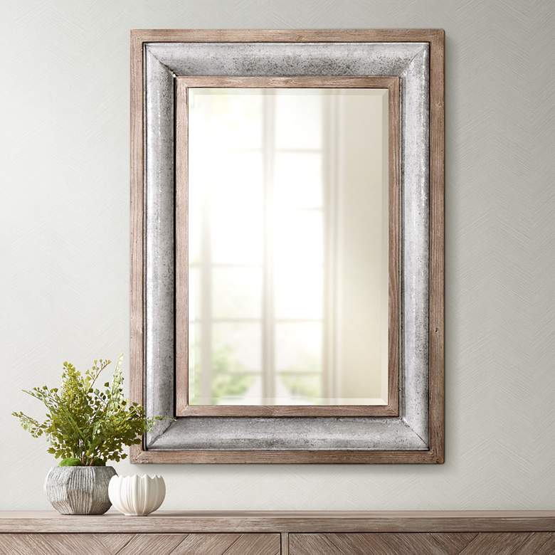 Image 1 Uttermost Selden Galvanized Steel 33 inch x 45 inch Wall Mirror