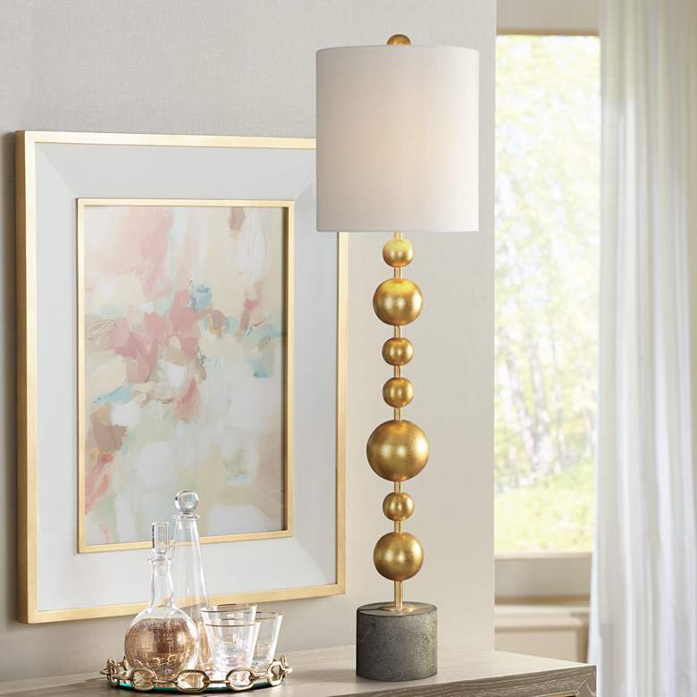 Image 1 Uttermost Selim 39 1/2" High Metallic Gold Stacked Spheres Buffet Lamp
