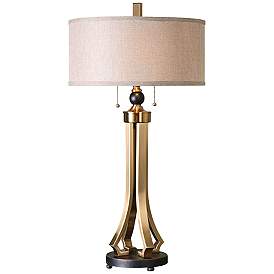 Image2 of Uttermost Selvino 32 3/4" High Brushed Brass Column Table Lamp