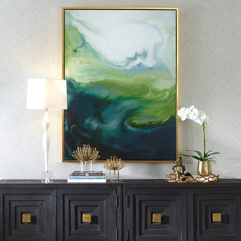 Image 1 Uttermost Serene 55 1/2" High Green Framed Canvas Wall Art