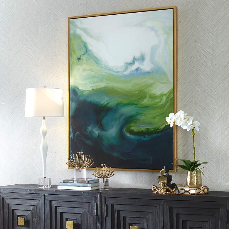 Image 3 Uttermost Serene 55 1/2" High Green Framed Canvas Wall Art more views