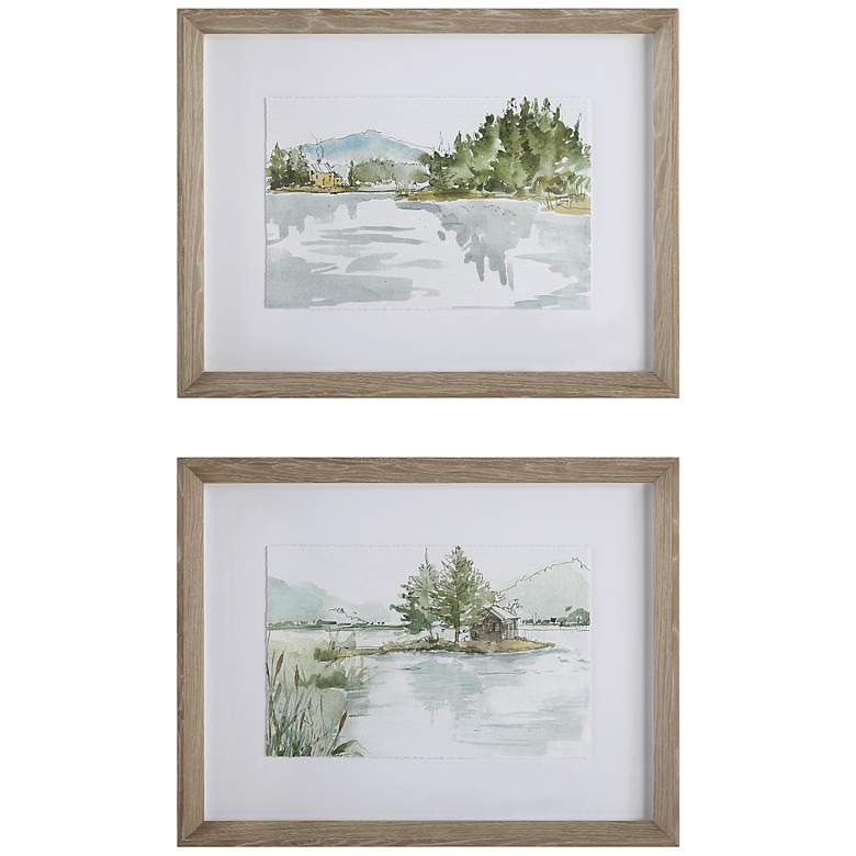 Image 2 Uttermost Serene Lake 26" Wide 2-Piece Framed Wall Art Set