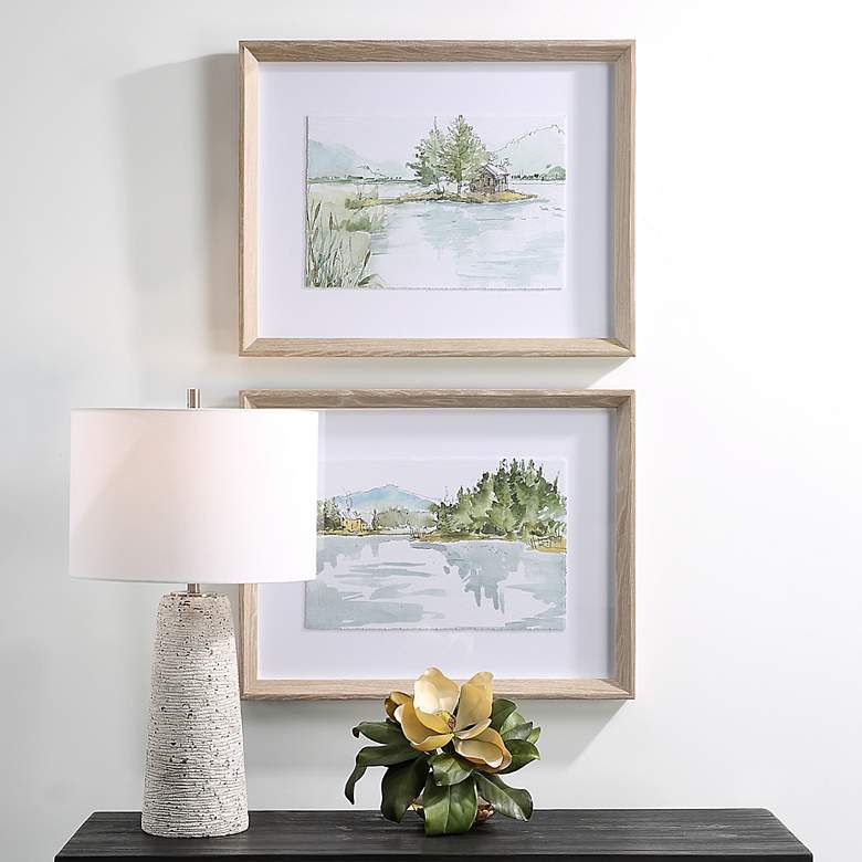 Image 1 Uttermost Serene Lake 26" Wide 2-Piece Framed Wall Art Set