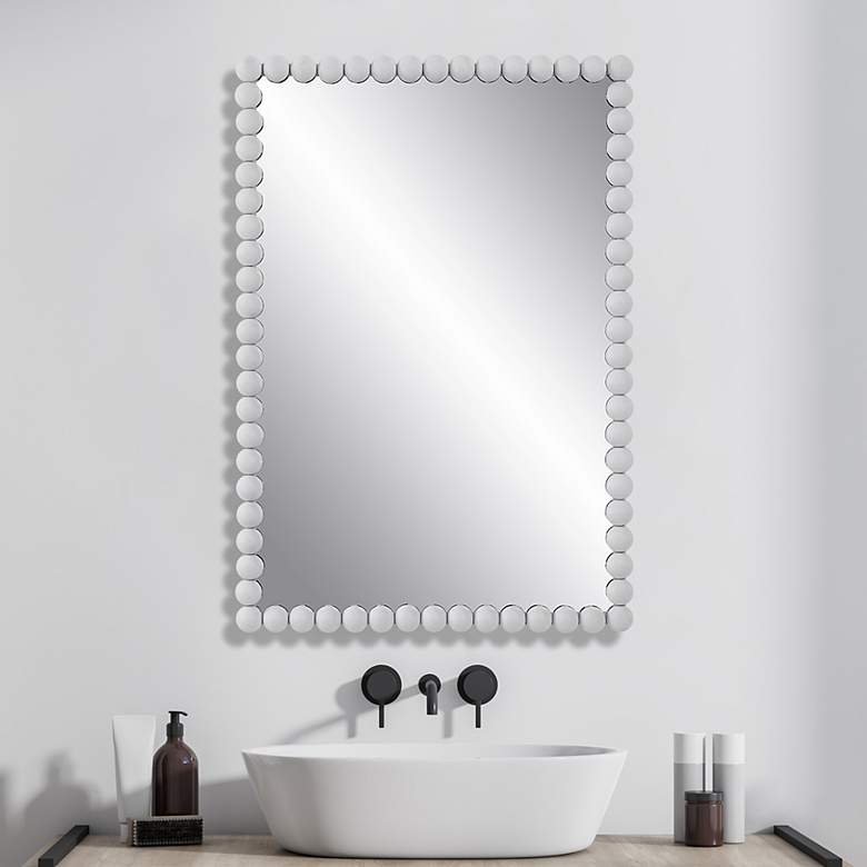 Image 2 Uttermost Serna 30 x 20.5 Rectangular White Finish Dot Wall Mirror