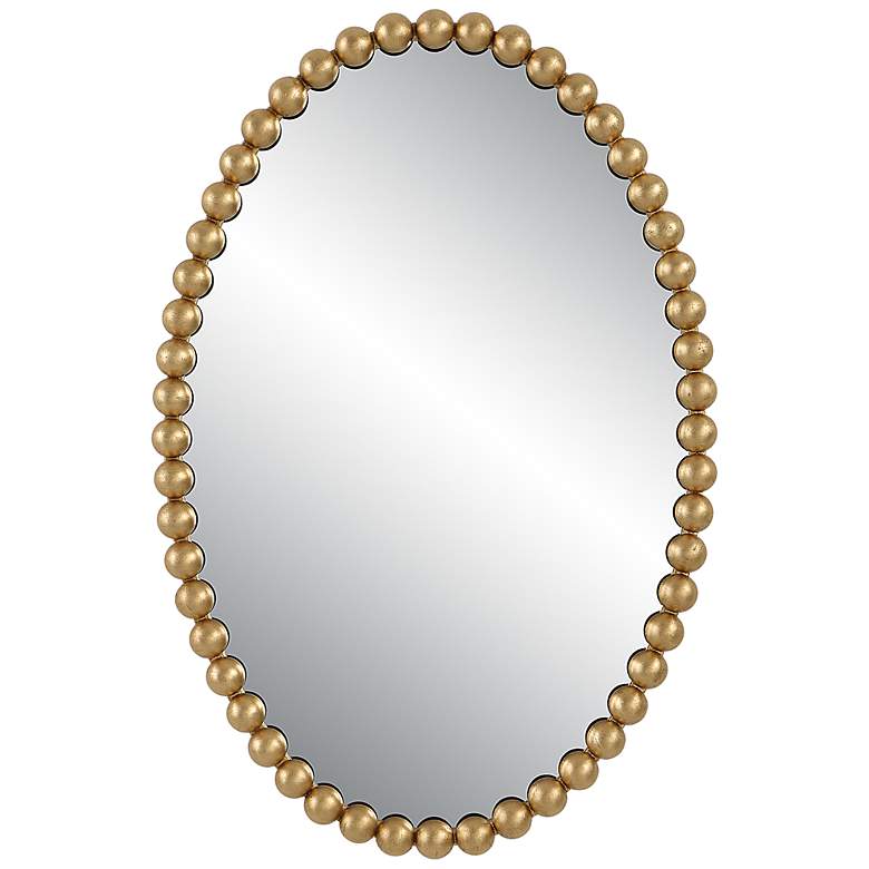 Image 3 Uttermost Serna Gold Leaf 20 inch x 30 inch Beaded Oval Wall Mirror