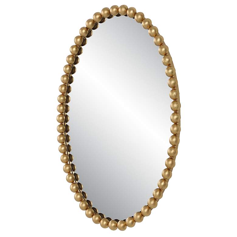 Image 5 Uttermost Serna Gold Leaf 20" x 30" Beaded Oval Wall Mirror more views