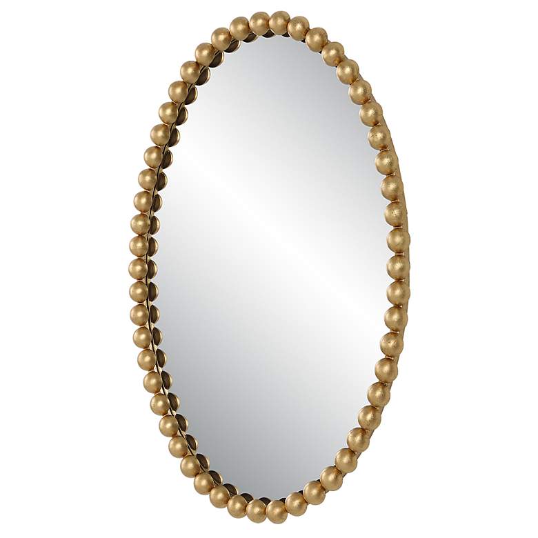 Image 5 Uttermost Serna Gold Leaf 20 inch x 30 inch Beaded Oval Wall Mirror more views