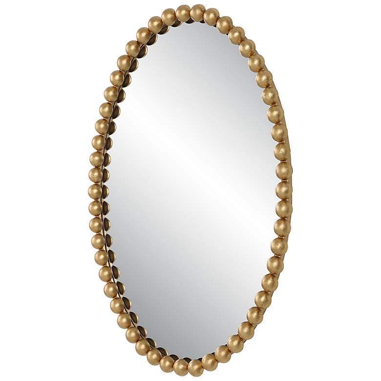 Image 6 Uttermost Serna Gold Leaf 20" x 30" Beaded Oval Wall Mirror more views