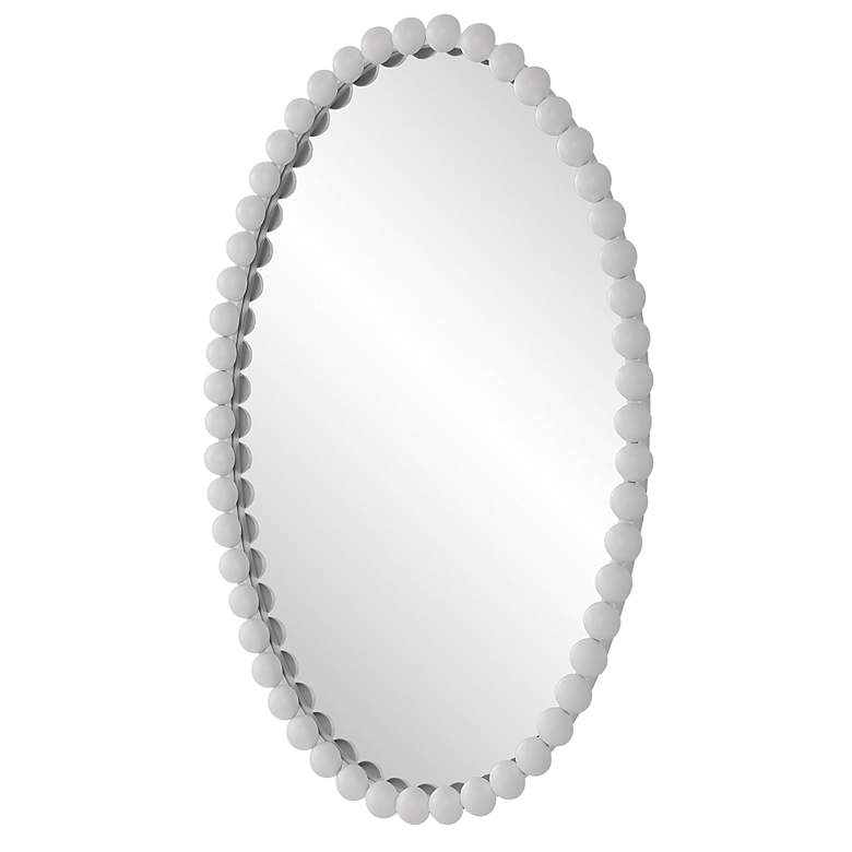 Image 5 Uttermost Serna Matte 20" x 30" White Beaded Oval Wall Mirror more views