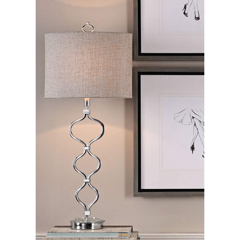 Image 1 Uttermost Serpico Double-Serpentine Polished Nickel Table Lamp