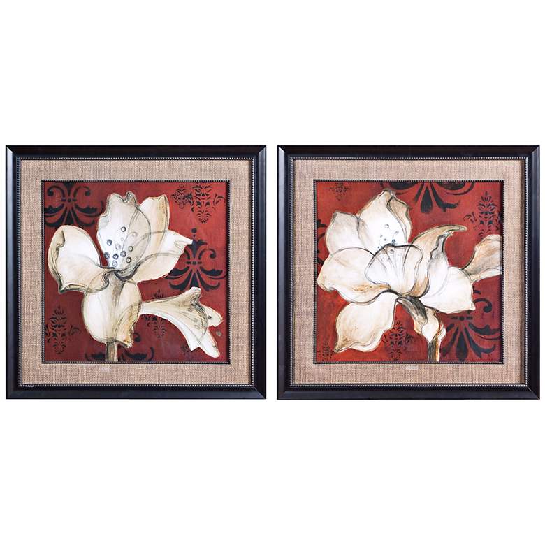 Image 1 Uttermost Set of 2 Amaryllis on Red 33 1/2 inch Wide Wall Art