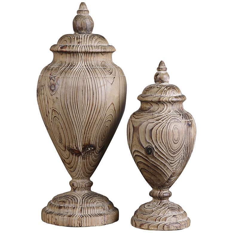 Image 1 Uttermost Set of 2 Brisco Solid Wood Finials