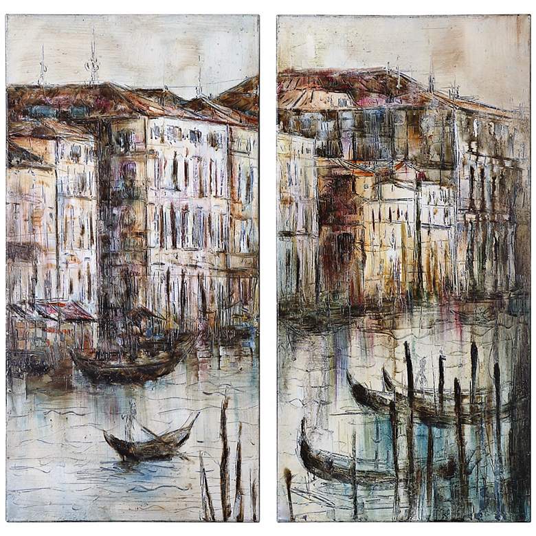 Image 1 Uttermost Set of 2 Canal View I, II Hand-Painted Wall Art
